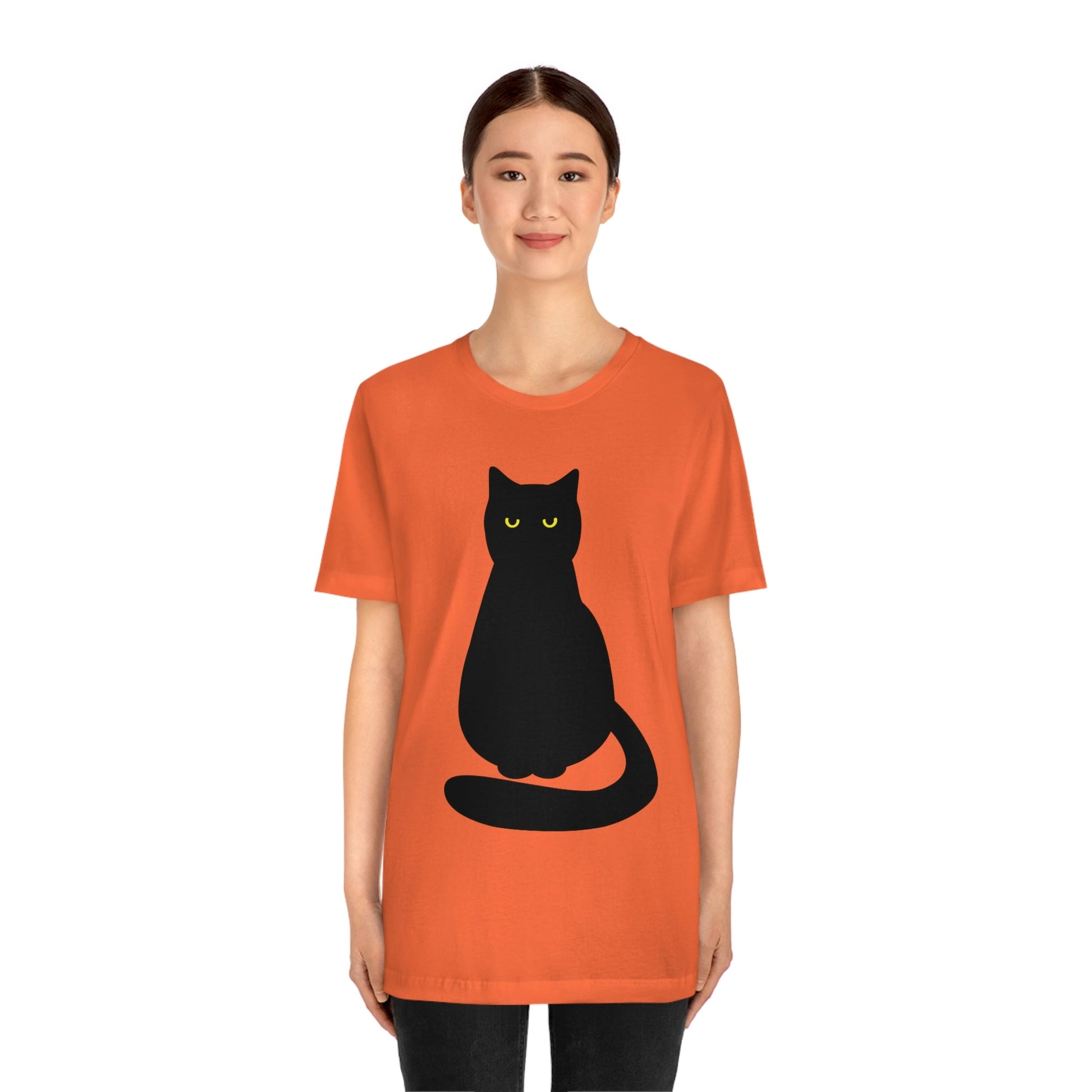 Black Cat with Eyes Animals Kitties Lovers Unisex Jersey Short Sleeve T-Shirt Ichaku [Perfect Gifts Selection]