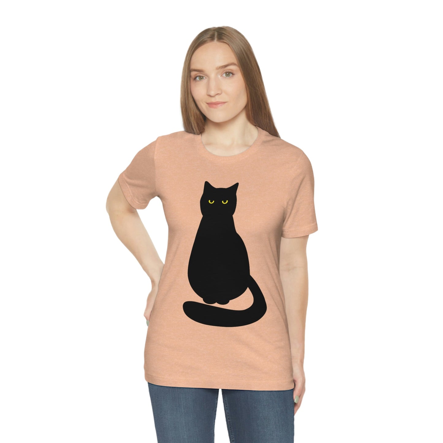 Black Cat with Eyes Animals Kitties Lovers Unisex Jersey Short Sleeve T-Shirt Ichaku [Perfect Gifts Selection]