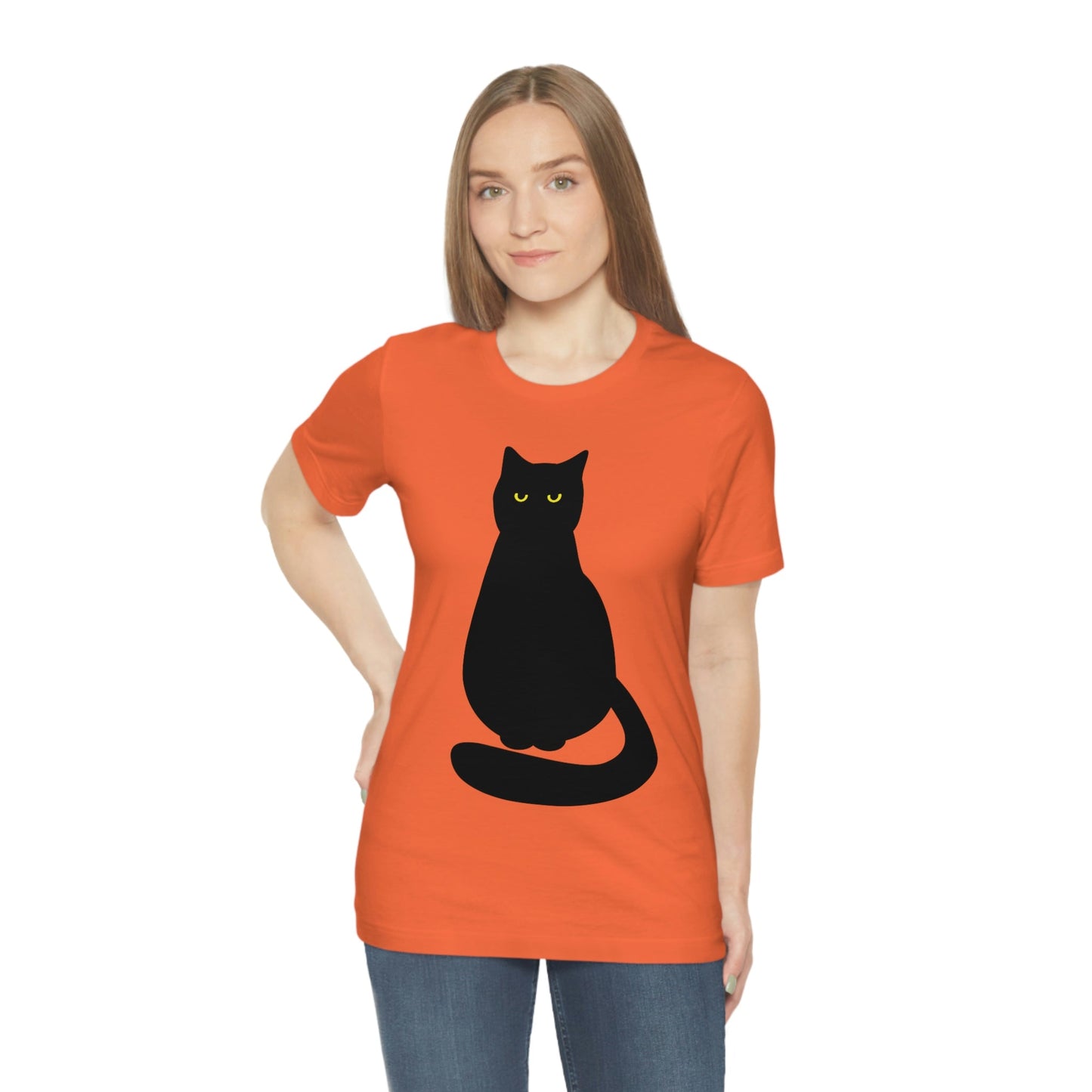 Black Cat with Eyes Animals Kitties Lovers Unisex Jersey Short Sleeve T-Shirt Ichaku [Perfect Gifts Selection]