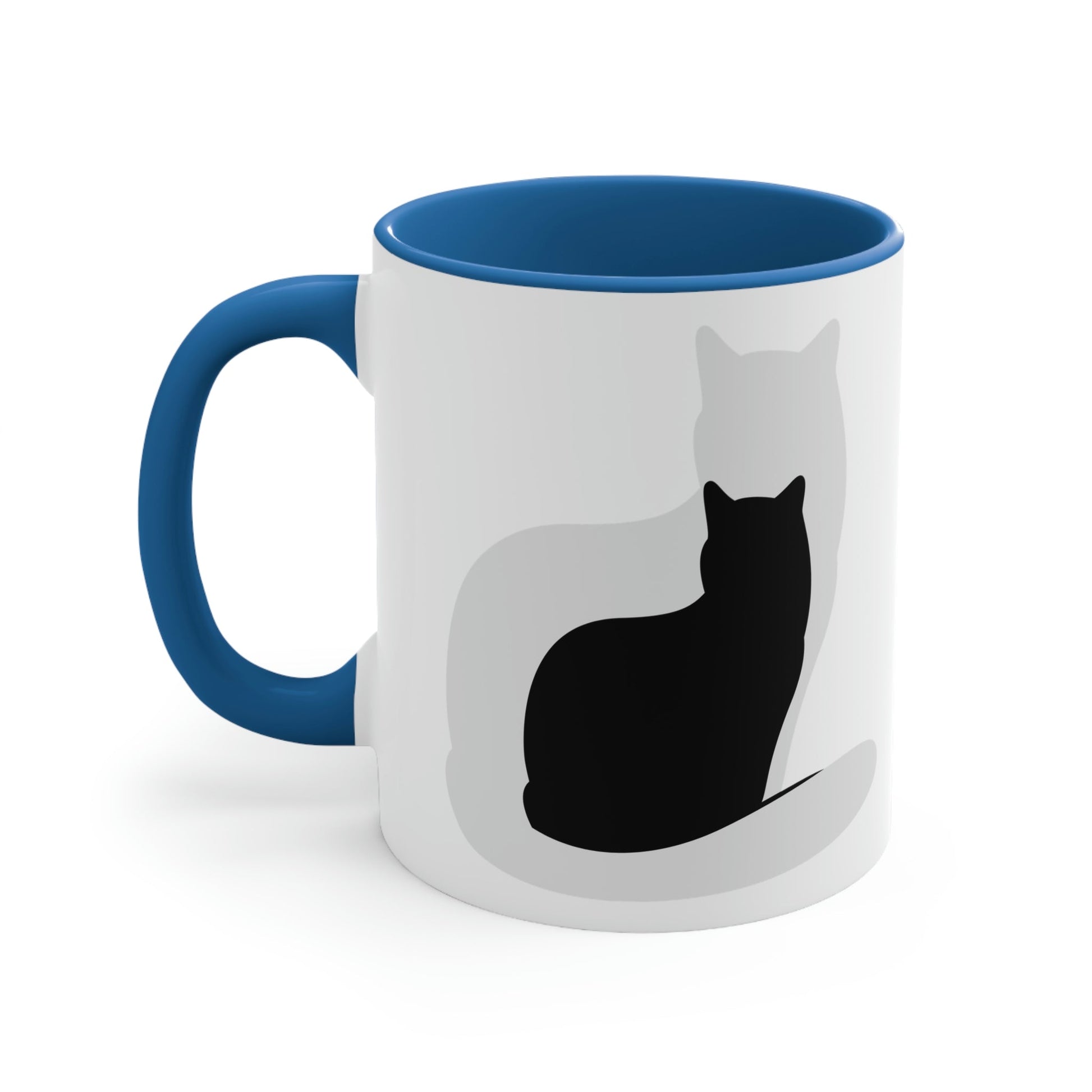 Black White Cat with Shadow Dzen Animals Lovers Accent Coffee Mug 11oz Ichaku [Perfect Gifts Selection]