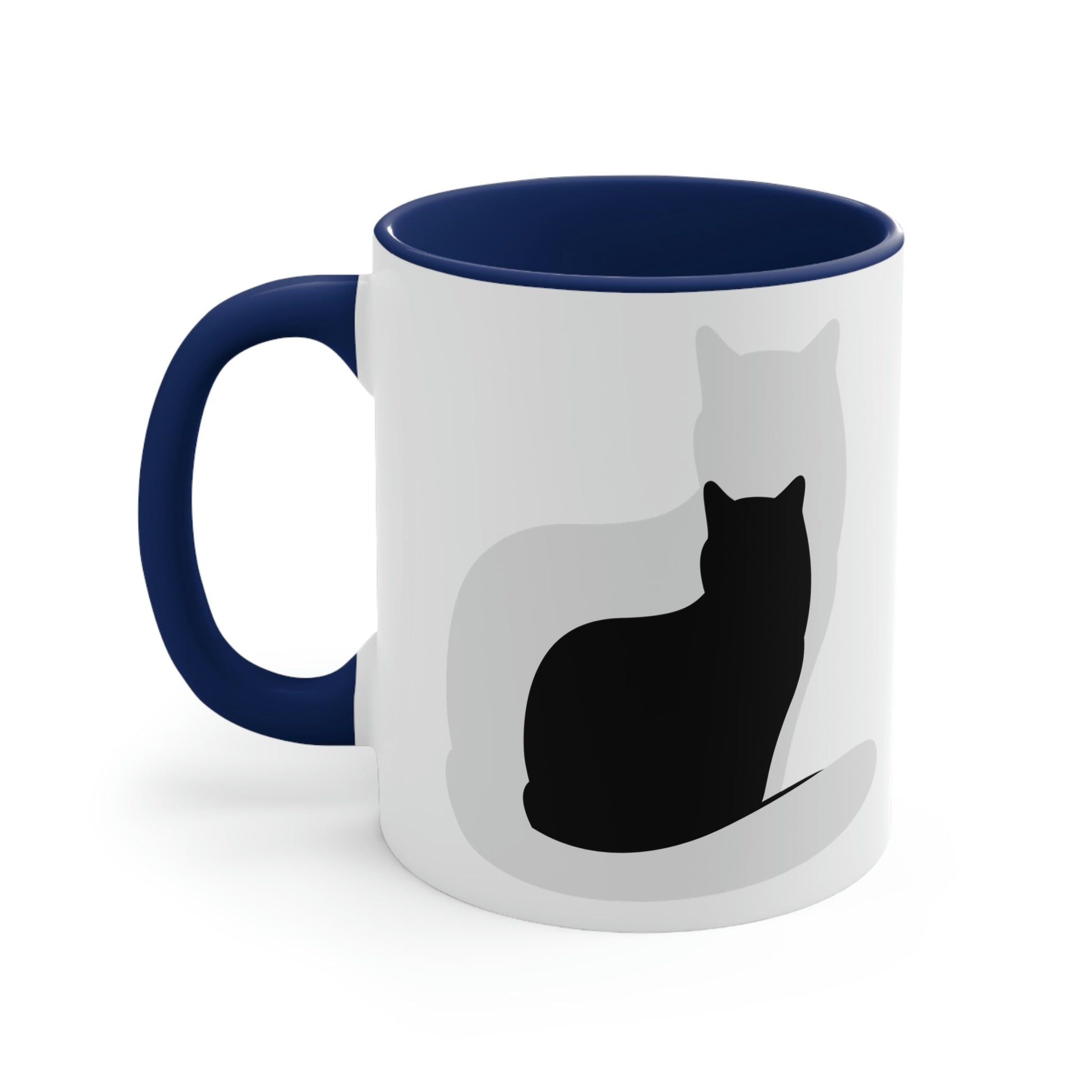 Black White Cat with Shadow Dzen Animals Lovers Accent Coffee Mug 11oz Ichaku [Perfect Gifts Selection]