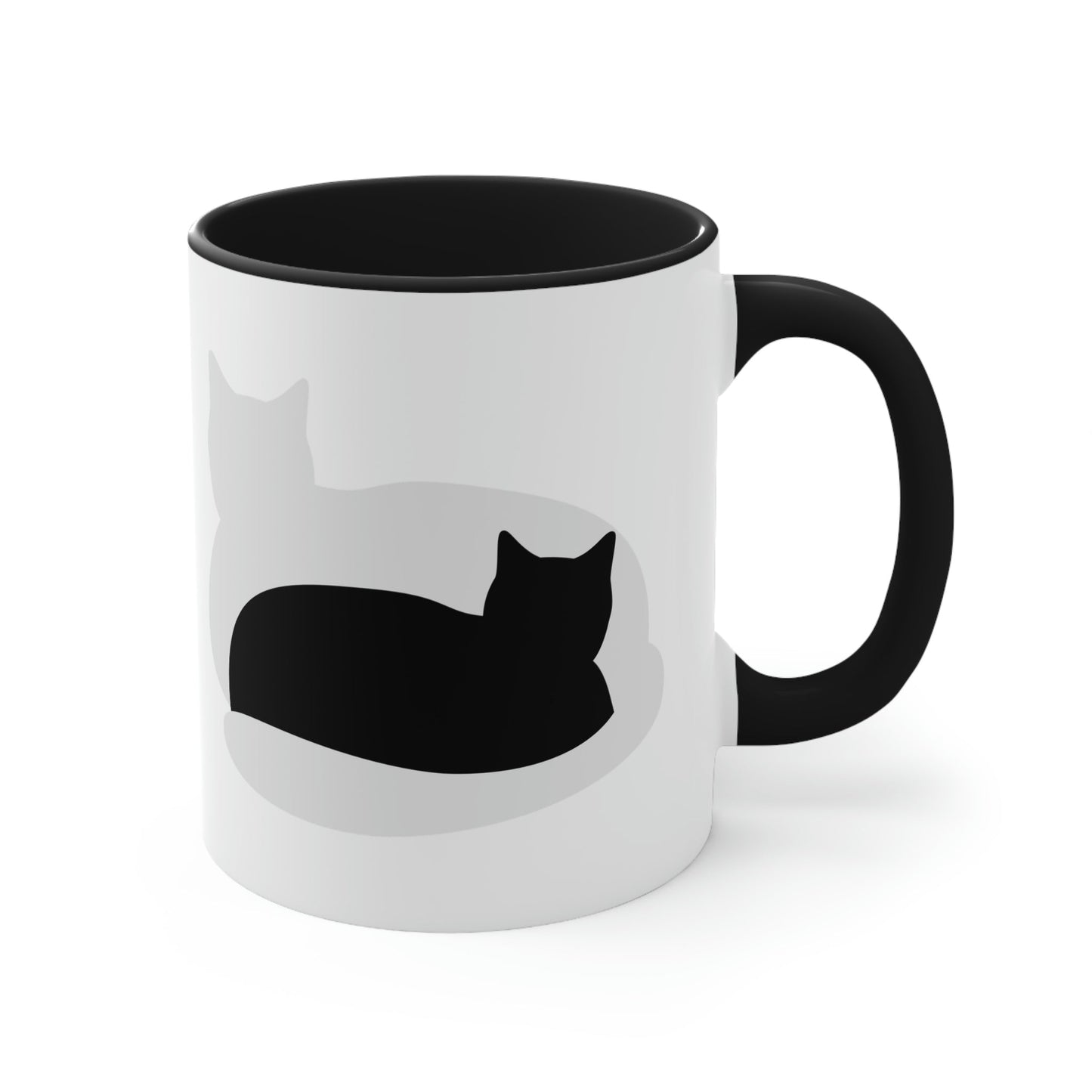 Black White Cat with Shadow Dzen Animals Lovers Accent Coffee Mug 11oz Ichaku [Perfect Gifts Selection]