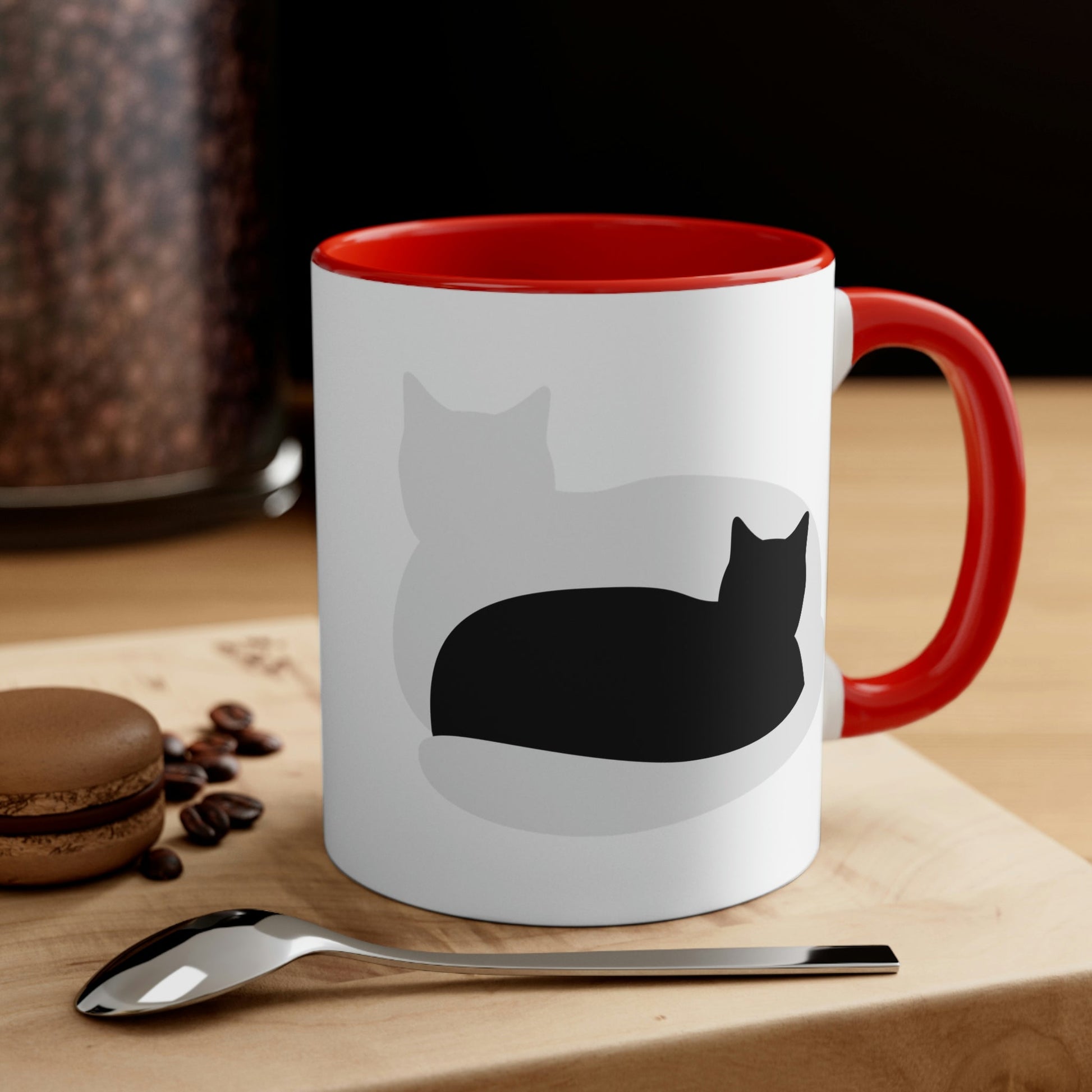 Black White Cat with Shadow Dzen Animals Lovers Accent Coffee Mug 11oz Ichaku [Perfect Gifts Selection]