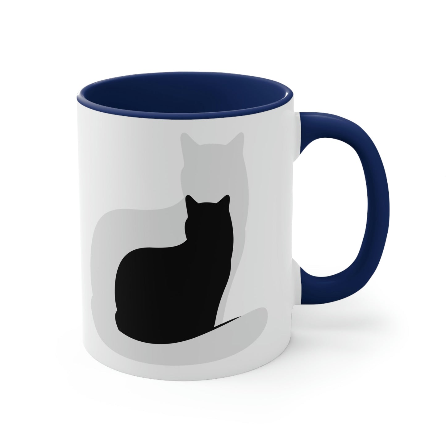 Black White Cat with Shadow Dzen Animals Lovers Accent Coffee Mug 11oz Ichaku [Perfect Gifts Selection]