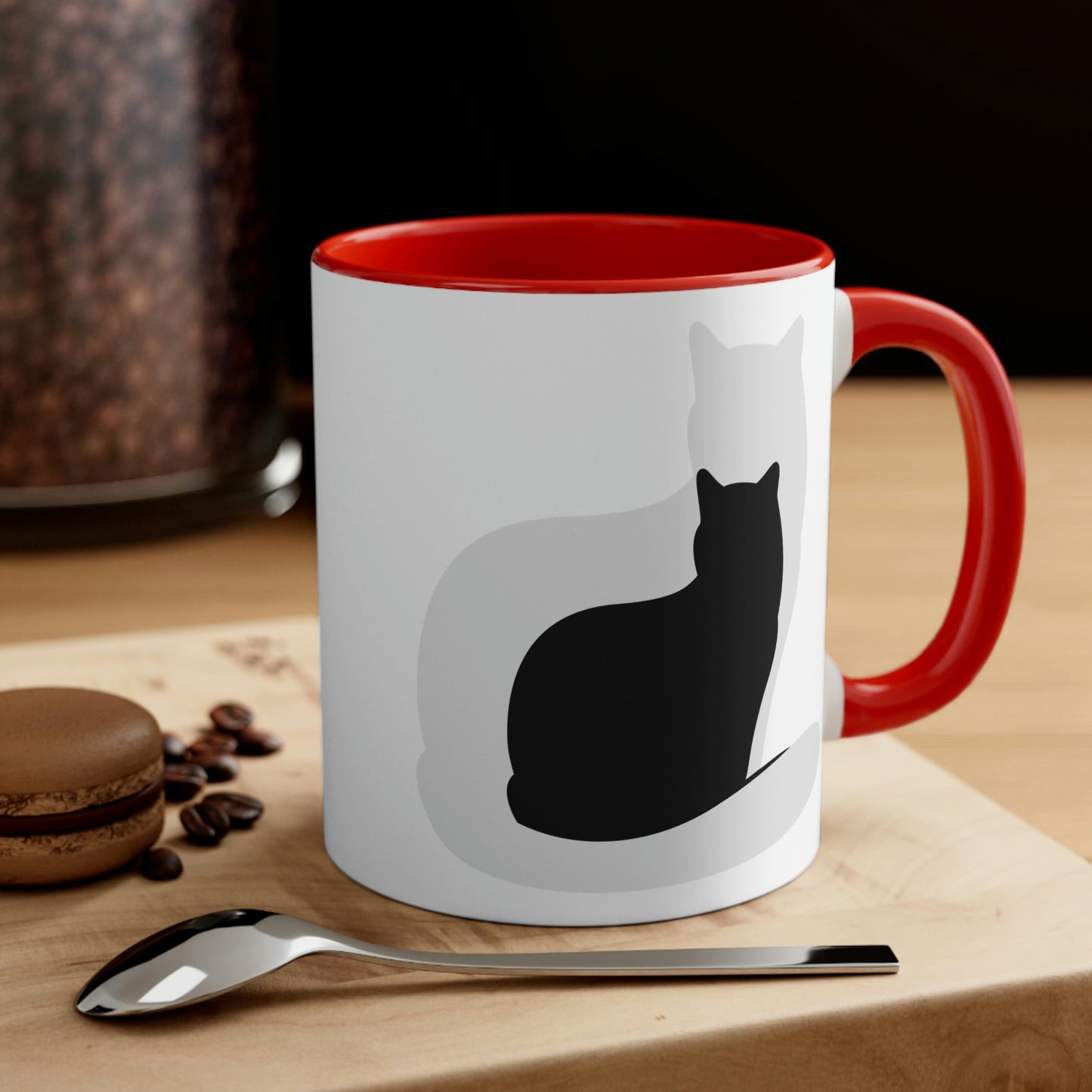 Black White Cat with Shadow Dzen Animals Lovers Accent Coffee Mug 11oz Ichaku [Perfect Gifts Selection]