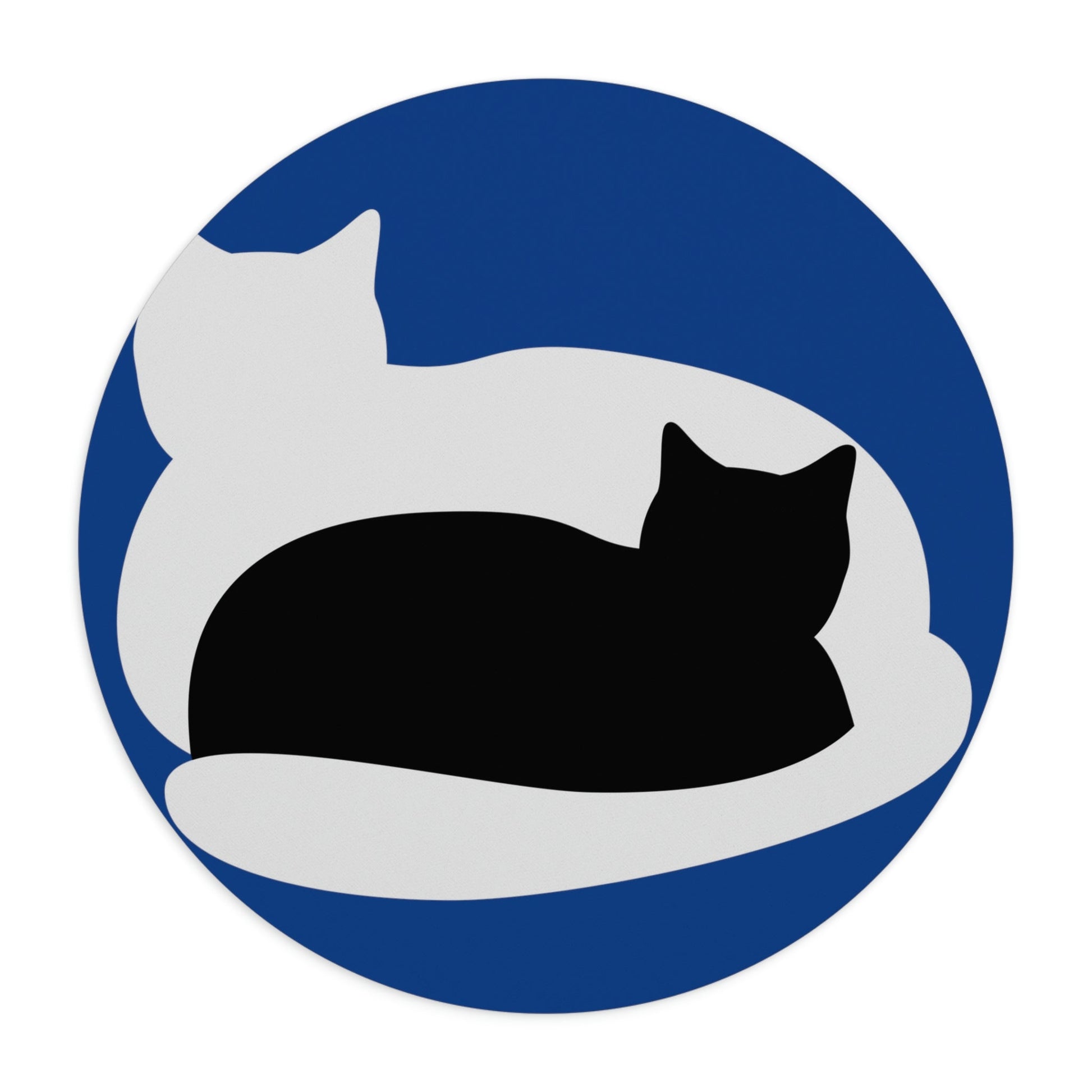 Black White Cat with Shadow Dzen Animals Lovers Ergonomic Non-slip Creative Design Mouse Pad Ichaku [Perfect Gifts Selection]