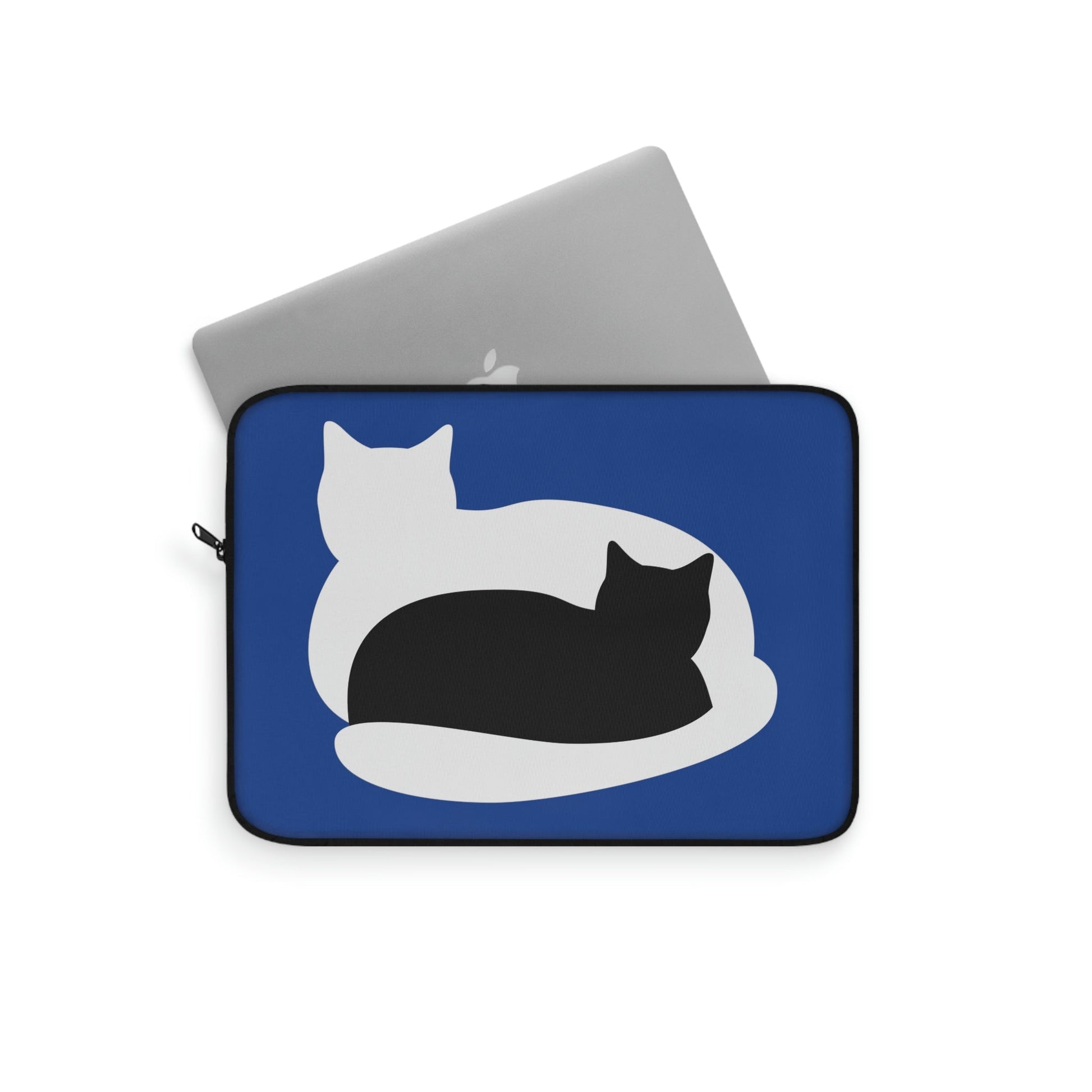 Black White Cat with Shadow Dzen Animals Lovers Laptop Sleeve Ichaku [Perfect Gifts Selection]