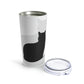 Black White Cat with Shadow Dzen Animals Lovers Stainless Steel Hot or Cold Vacuum Tumbler 20oz Ichaku [Perfect Gifts Selection]