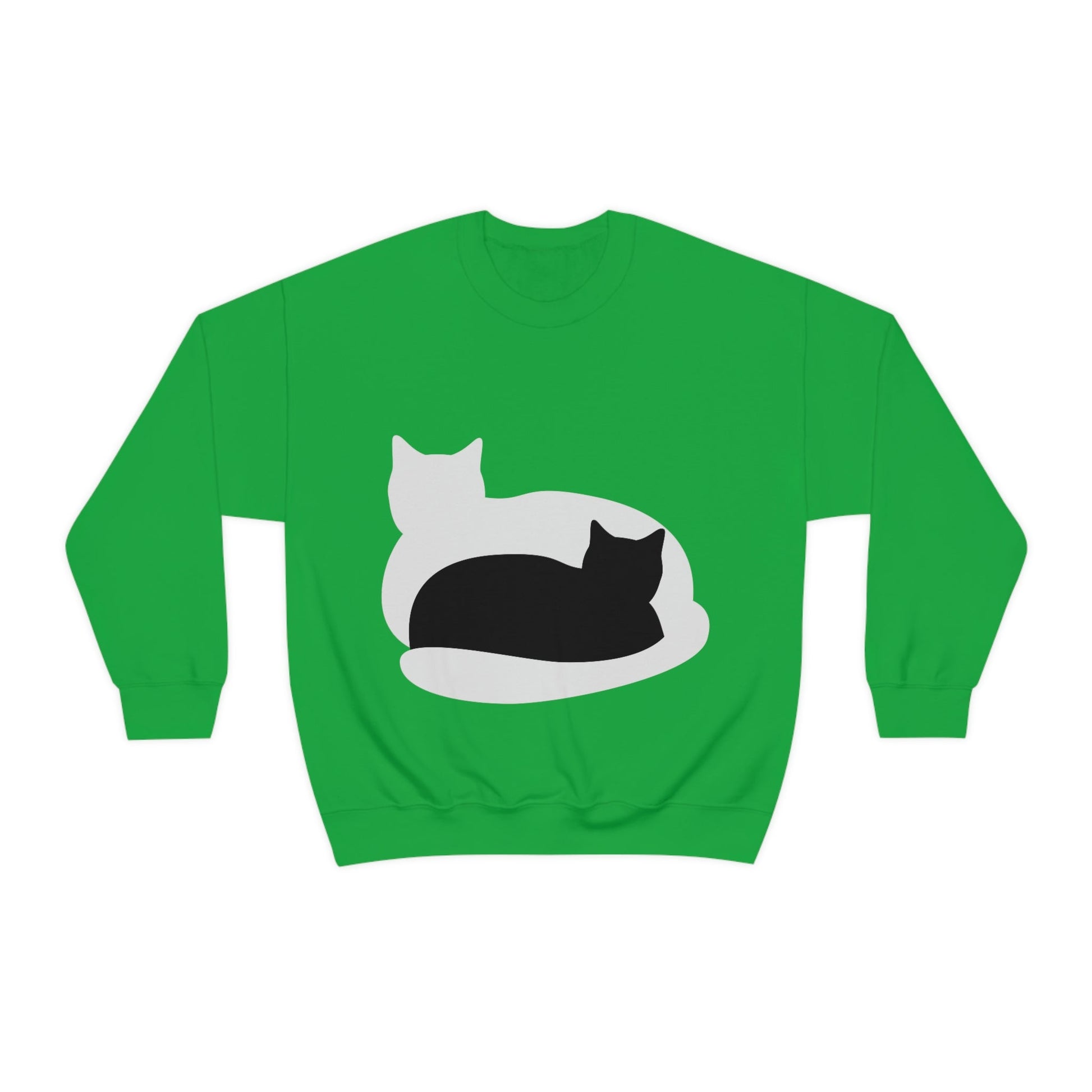 Black White Cat with Shadow Dzen Animals Lovers Unisex Heavy Blend™ Crewneck Sweatshirt Ichaku [Perfect Gifts Selection]