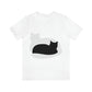 Black White Cat with Shadow Dzen Animals Lovers Unisex Jersey Short Sleeve T-Shirt Ichaku [Perfect Gifts Selection]