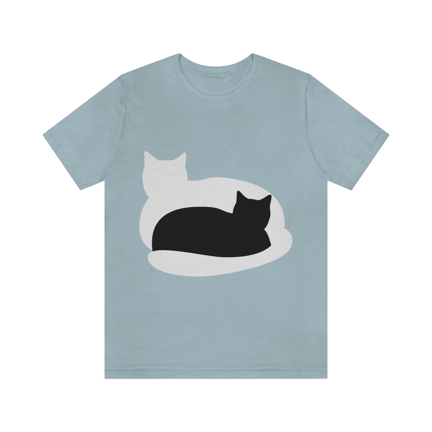 Black White Cat with Shadow Dzen Animals Lovers Unisex Jersey Short Sleeve T-Shirt Ichaku [Perfect Gifts Selection]