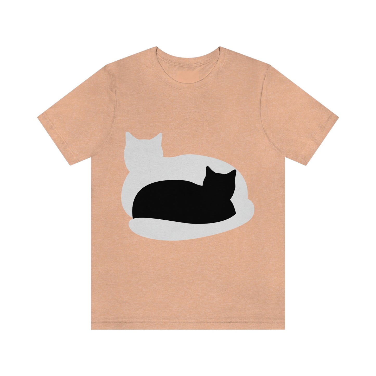 Black White Cat with Shadow Dzen Animals Lovers Unisex Jersey Short Sleeve T-Shirt Ichaku [Perfect Gifts Selection]