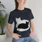 Black White Cat with Shadow Dzen Animals Lovers Unisex Jersey Short Sleeve T-Shirt Ichaku [Perfect Gifts Selection]