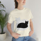 Black White Cat with Shadow Dzen Animals Lovers Unisex Jersey Short Sleeve T-Shirt Ichaku [Perfect Gifts Selection]