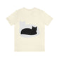 Black White Cat with Shadow Dzen Animals Lovers Unisex Jersey Short Sleeve T-Shirt Ichaku [Perfect Gifts Selection]