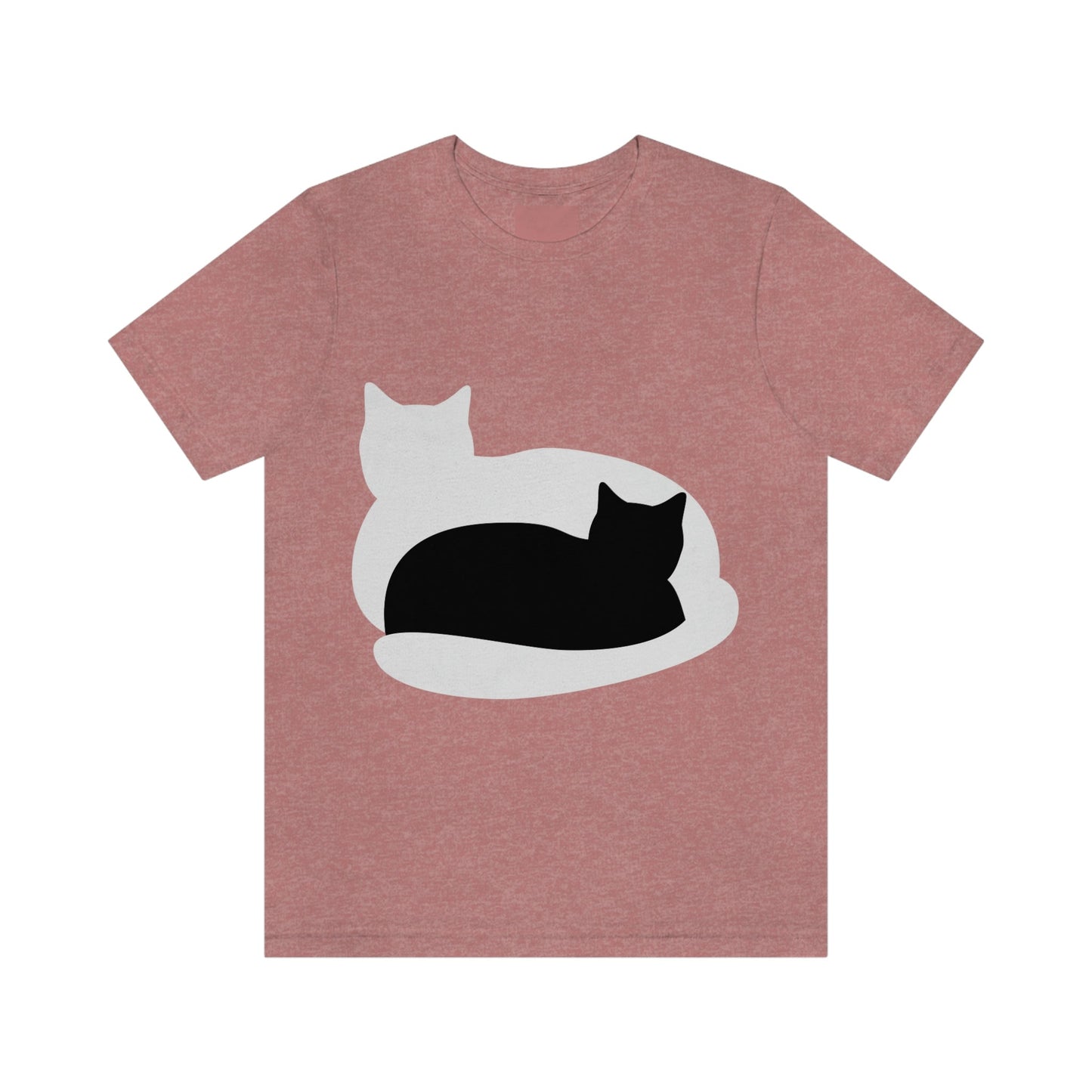 Black White Cat with Shadow Dzen Animals Lovers Unisex Jersey Short Sleeve T-Shirt Ichaku [Perfect Gifts Selection]