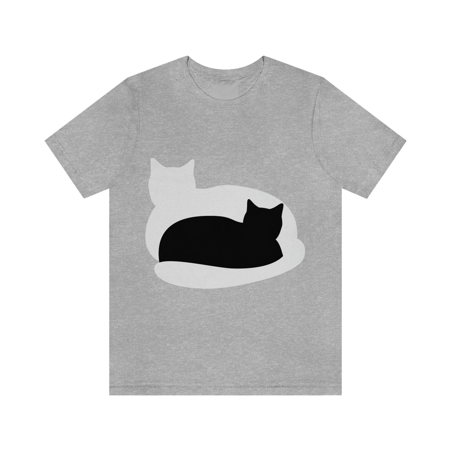 Black White Cat with Shadow Dzen Animals Lovers Unisex Jersey Short Sleeve T-Shirt Ichaku [Perfect Gifts Selection]