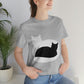 Black White Cat with Shadow Dzen Animals Lovers Unisex Jersey Short Sleeve T-Shirt Ichaku [Perfect Gifts Selection]