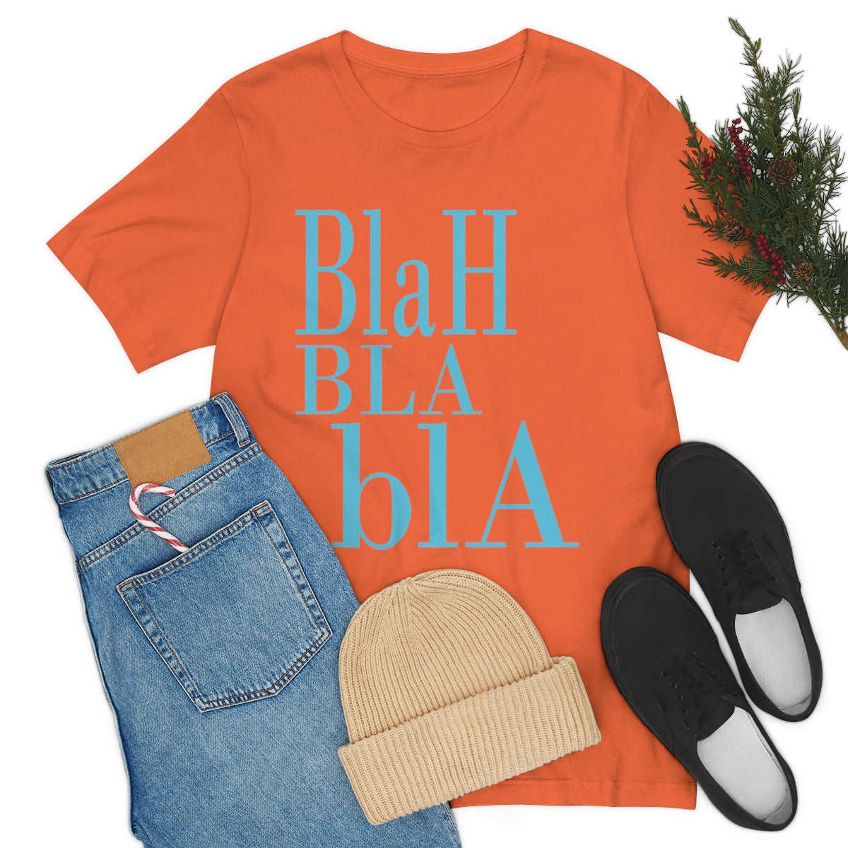 Blah Bla Bla Funny Typography Jersey Short Sleeve T-Shirt Ichaku [Perfect Gifts Selection]