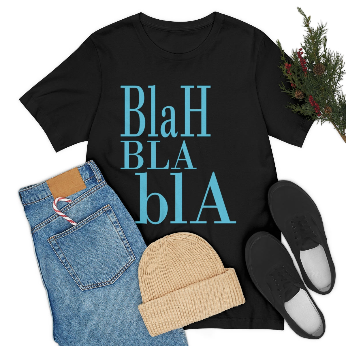 Blah Bla Bla Funny Typography Jersey Short Sleeve T-Shirt Ichaku [Perfect Gifts Selection]