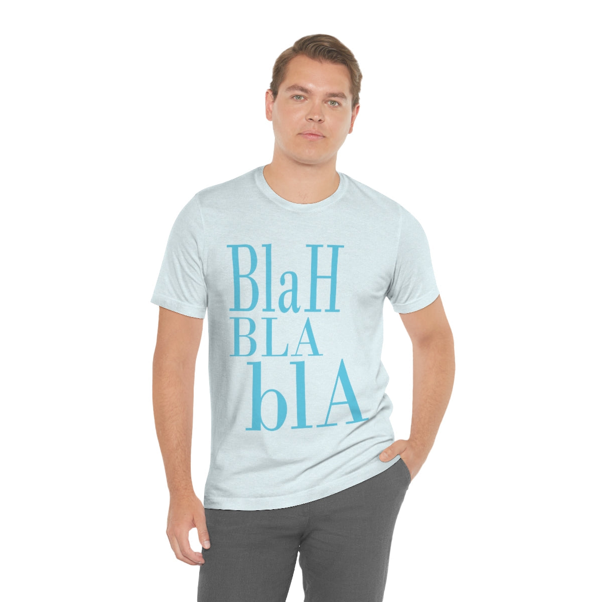 Blah Bla Bla Funny Typography Jersey Short Sleeve T-Shirt Ichaku [Perfect Gifts Selection]