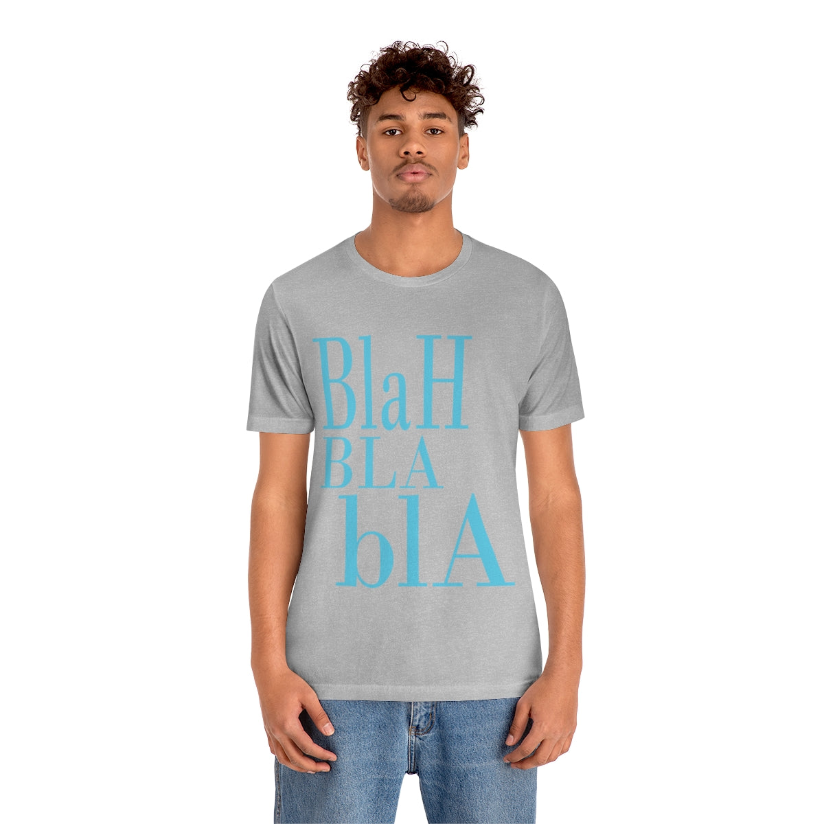 Blah Bla Bla Funny Typography Jersey Short Sleeve T-Shirt Ichaku [Perfect Gifts Selection]