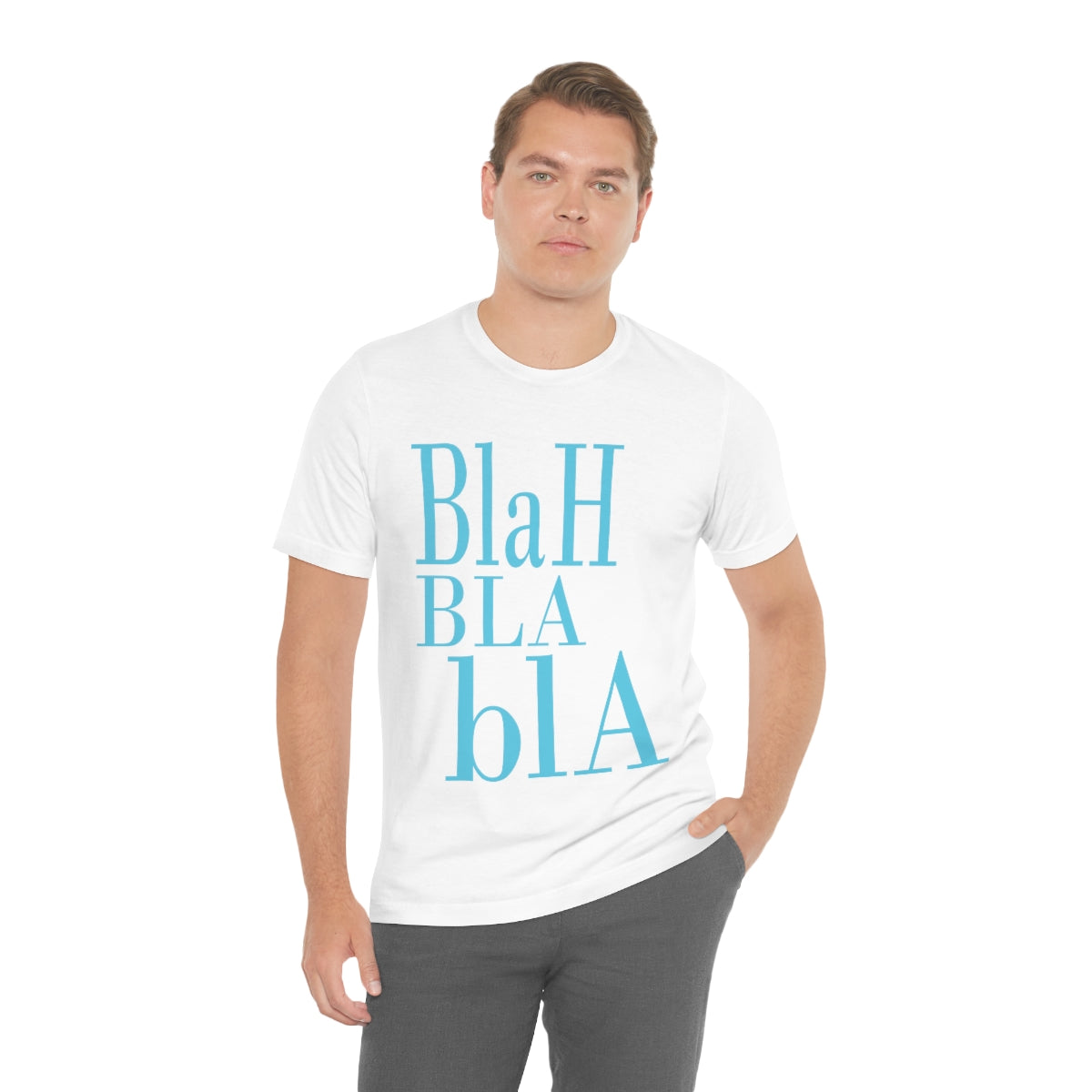 Blah Bla Bla Funny Typography Jersey Short Sleeve T-Shirt Ichaku [Perfect Gifts Selection]