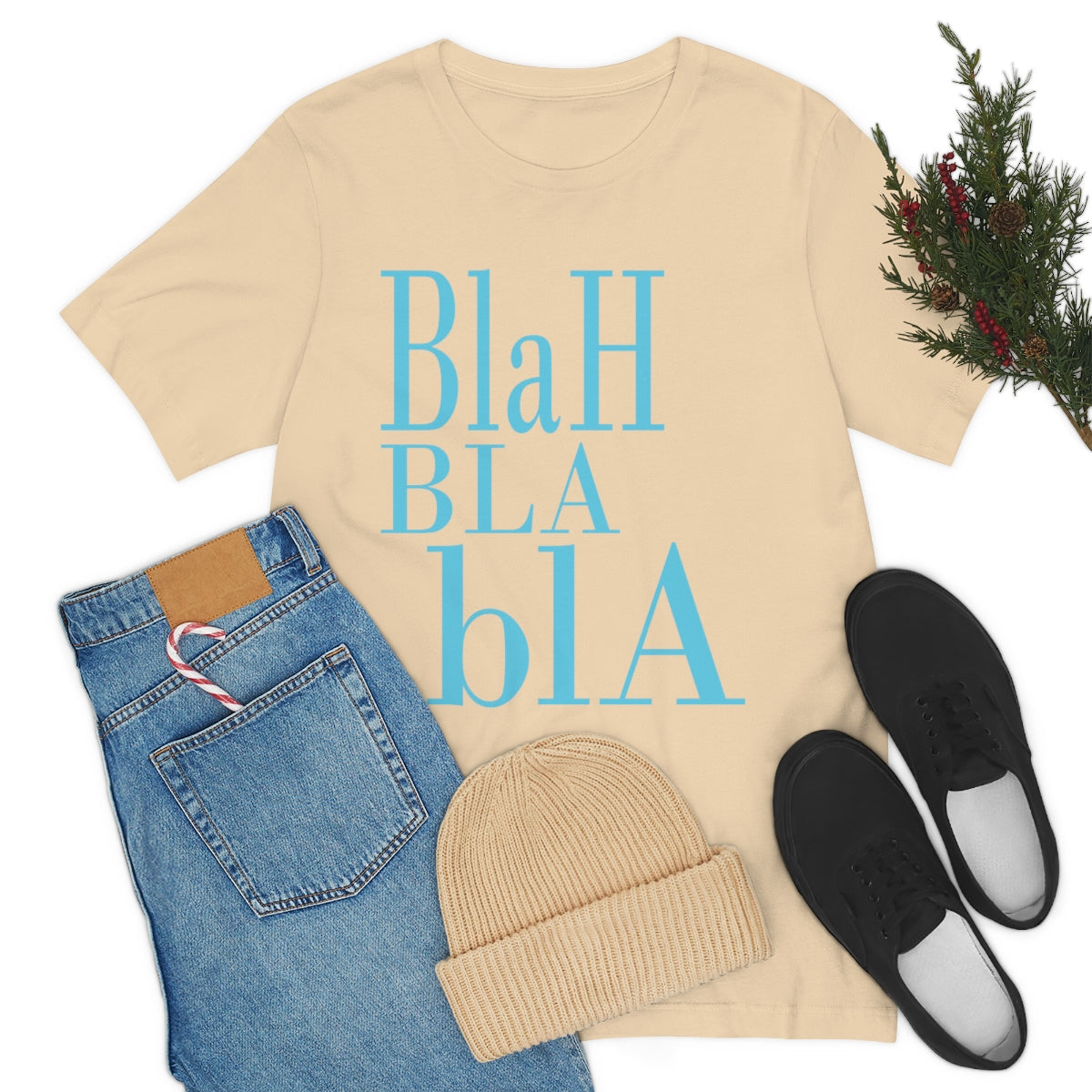 Blah Bla Bla Funny Typography Jersey Short Sleeve T-Shirt Ichaku [Perfect Gifts Selection]