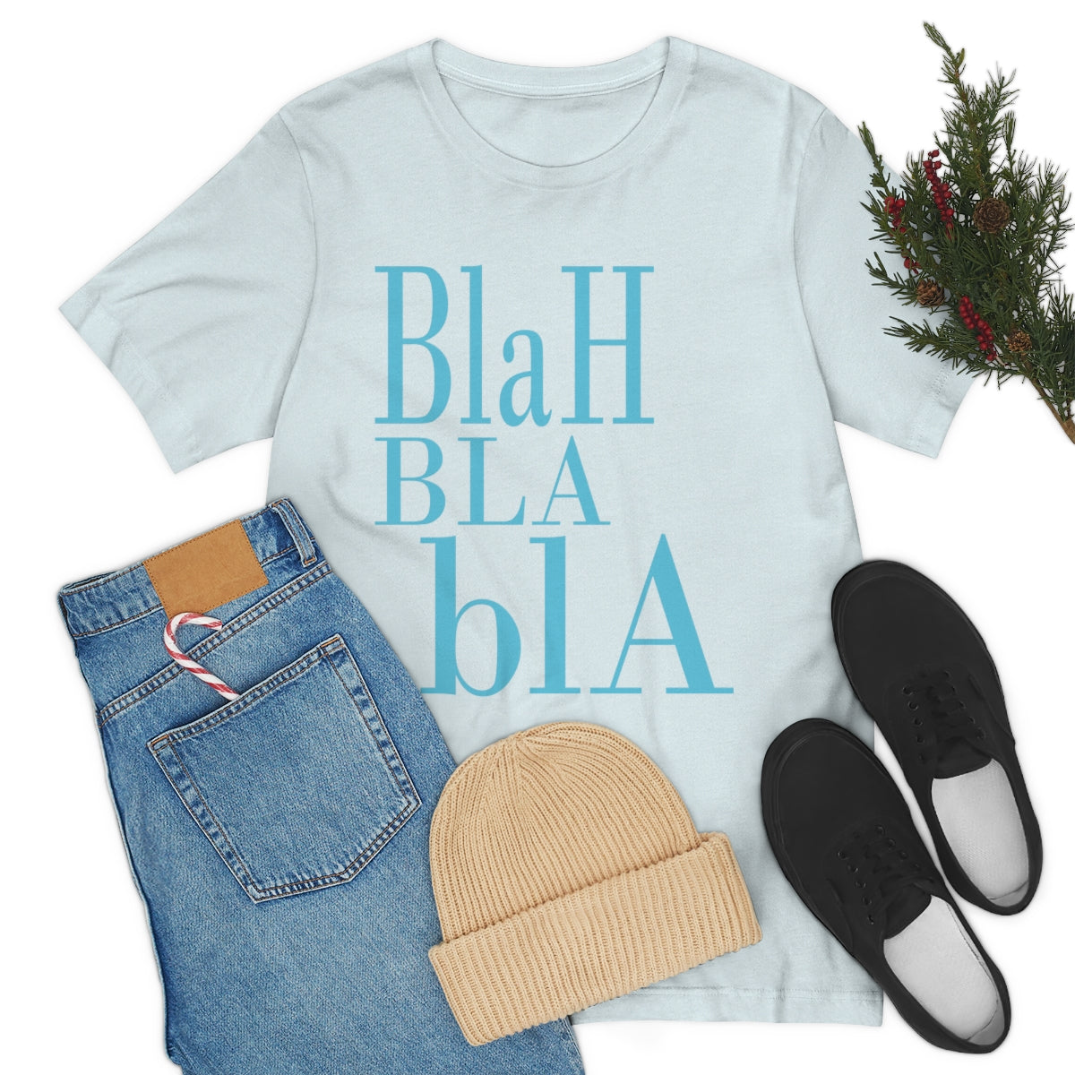 Blah Bla Bla Funny Typography Jersey Short Sleeve T-Shirt Ichaku [Perfect Gifts Selection]