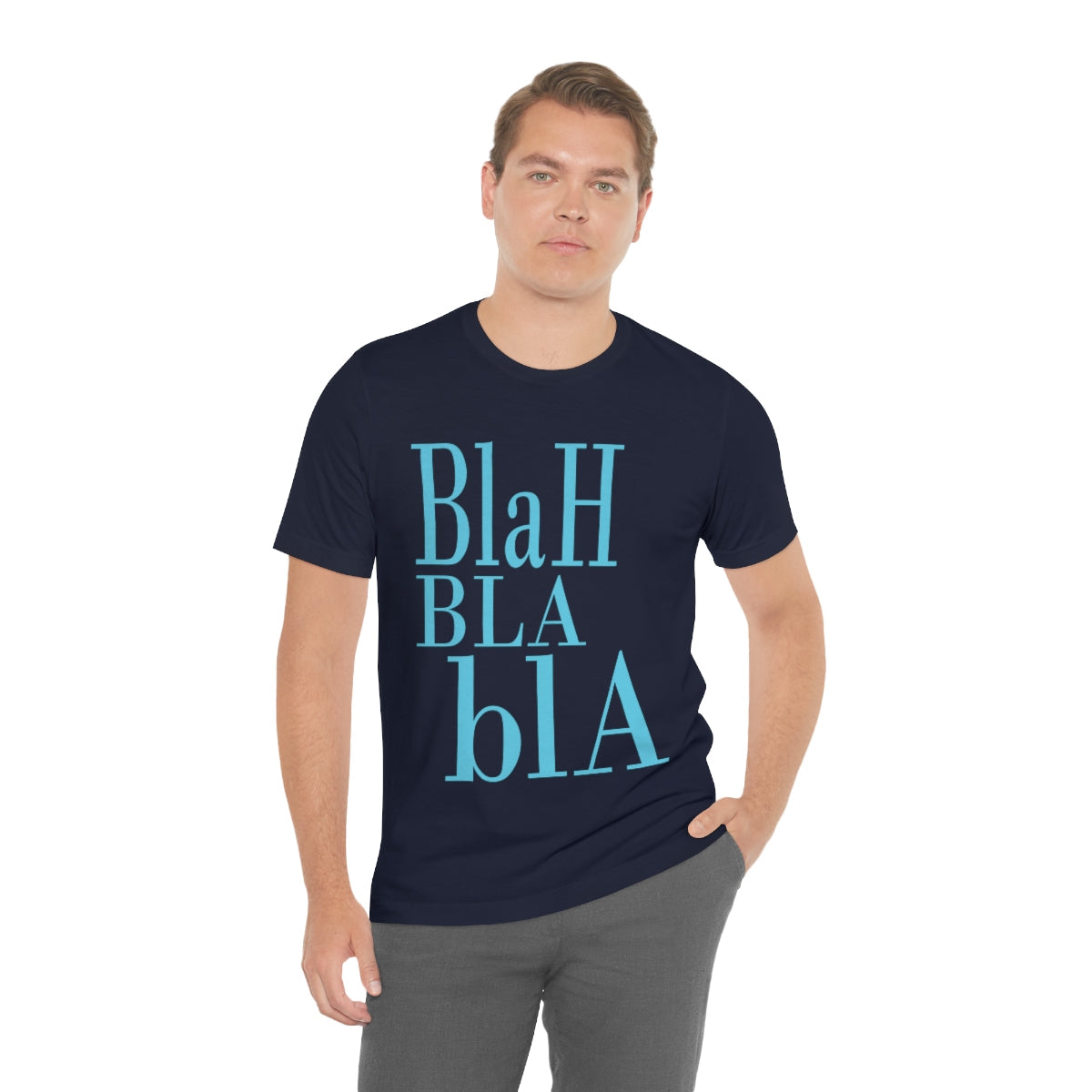 Blah Bla Bla Funny Typography Jersey Short Sleeve T-Shirt Ichaku [Perfect Gifts Selection]