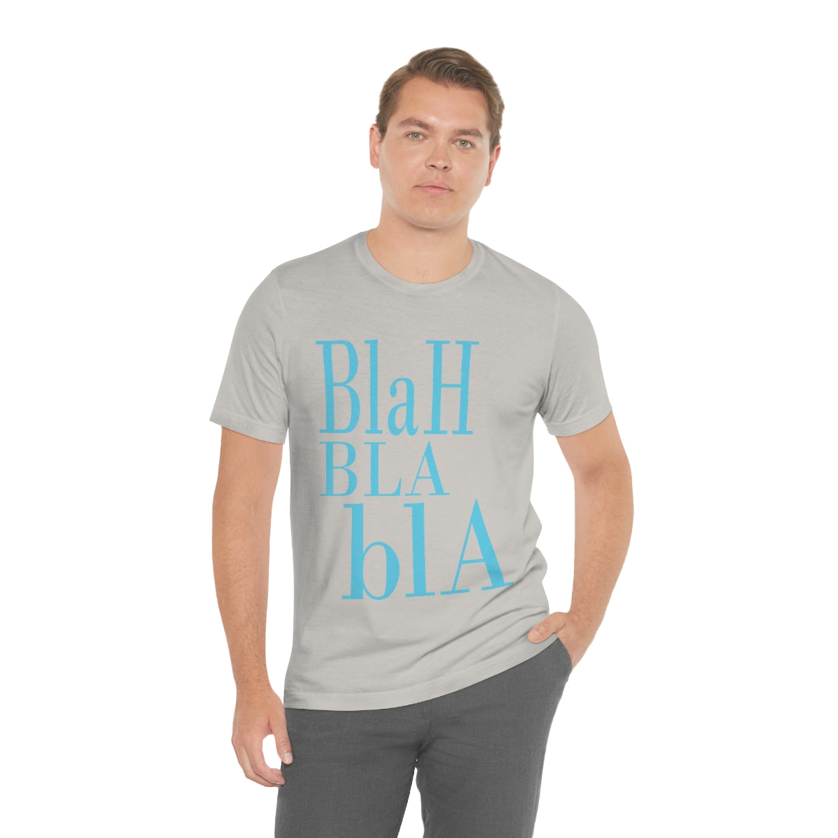 Blah Bla Bla Funny Typography Jersey Short Sleeve T-Shirt Ichaku [Perfect Gifts Selection]