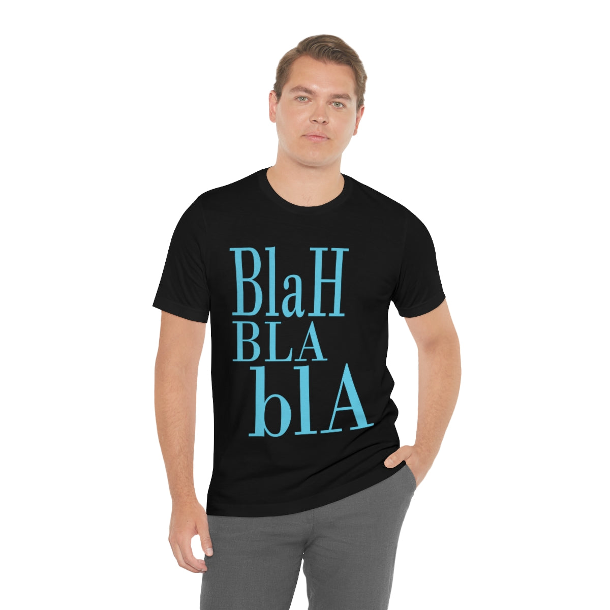 Blah Bla Bla Funny Typography Jersey Short Sleeve T-Shirt Ichaku [Perfect Gifts Selection]