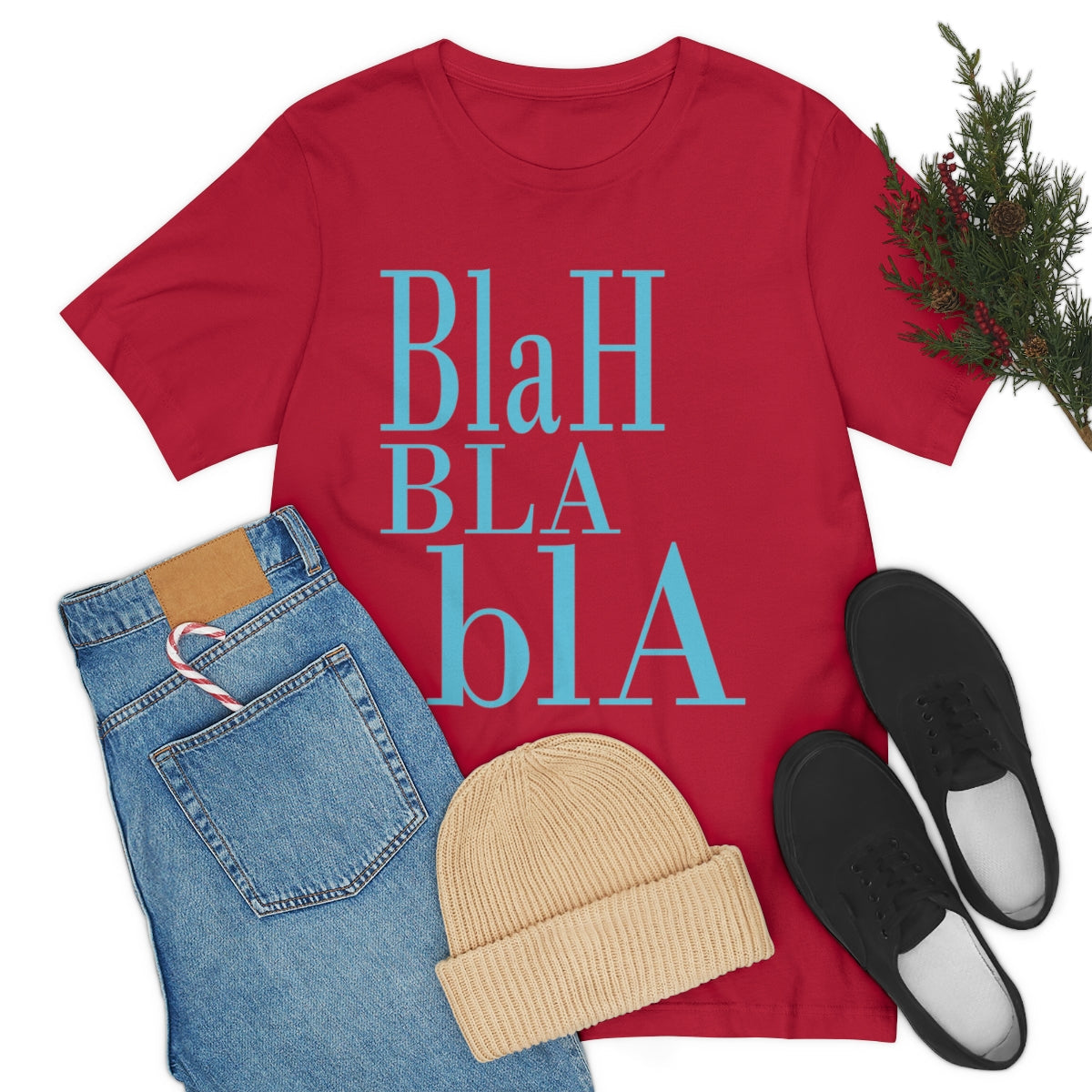 Blah Bla Bla Funny Typography Jersey Short Sleeve T-Shirt Ichaku [Perfect Gifts Selection]