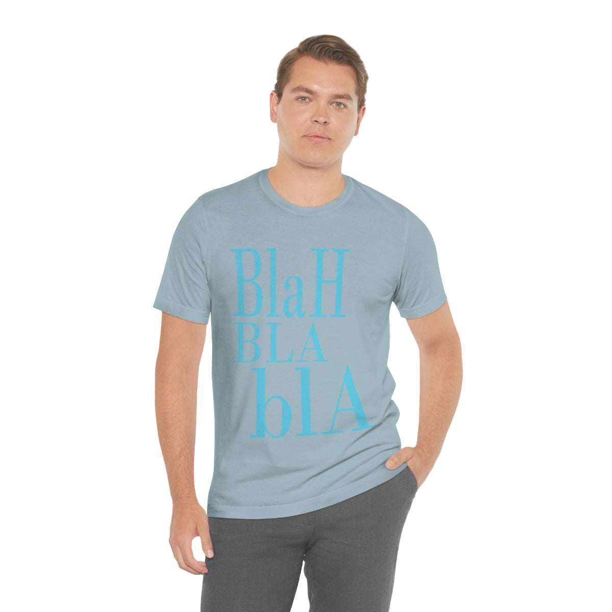 Blah Bla Bla Funny Typography Jersey Short Sleeve T-Shirt Ichaku [Perfect Gifts Selection]