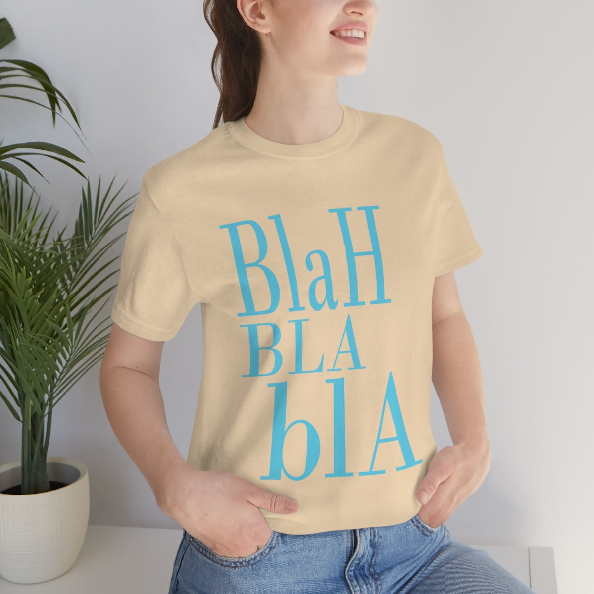 Blah Bla Bla Funny Typography Jersey Short Sleeve T-Shirt Ichaku [Perfect Gifts Selection]