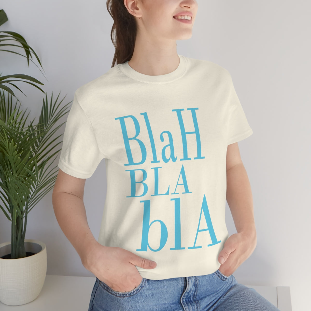 Blah Bla Bla Funny Typography Jersey Short Sleeve T-Shirt Ichaku [Perfect Gifts Selection]