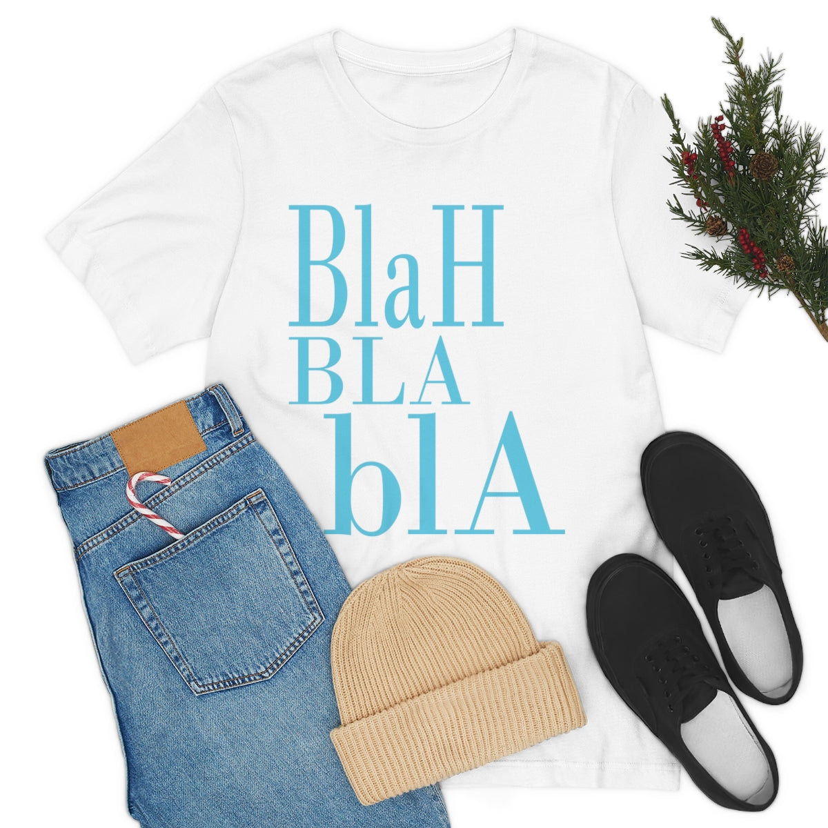 Blah Bla Bla Funny Typography Jersey Short Sleeve T-Shirt Ichaku [Perfect Gifts Selection]