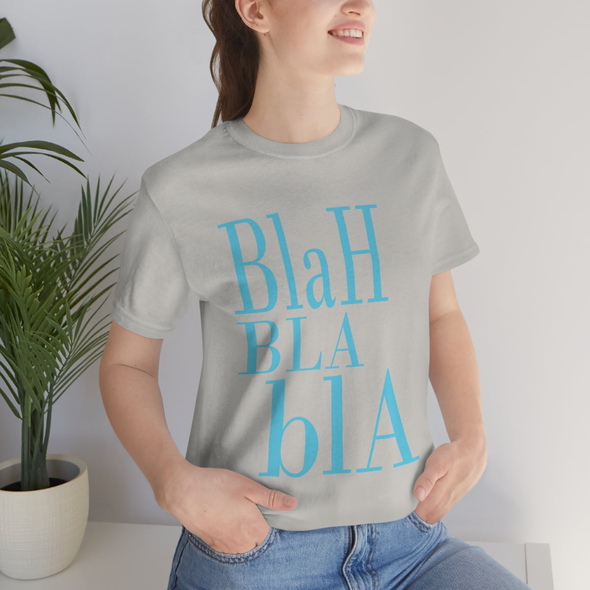 Blah Bla Bla Funny Typography Jersey Short Sleeve T-Shirt Ichaku [Perfect Gifts Selection]