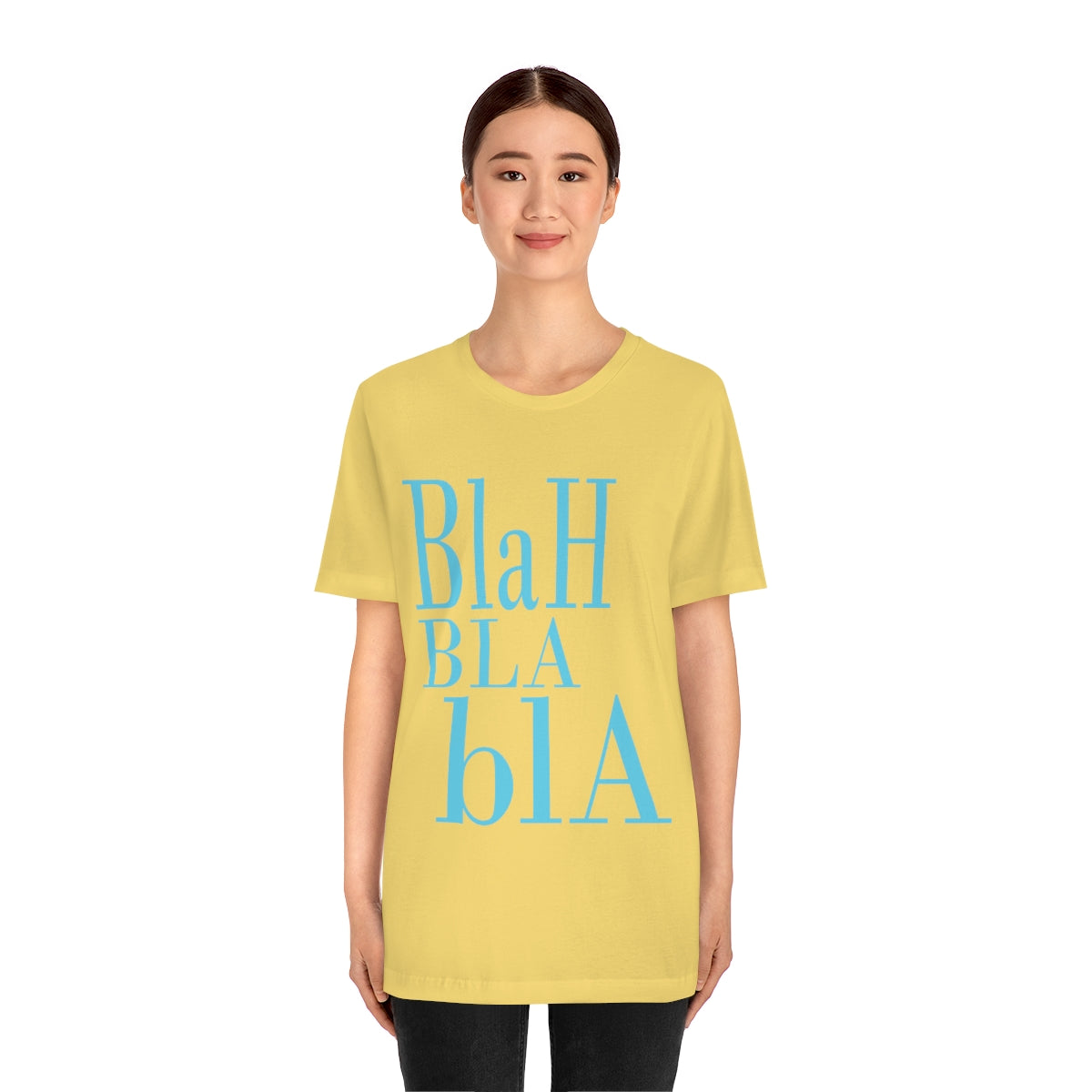 Blah Bla Bla Funny Typography Jersey Short Sleeve T-Shirt Ichaku [Perfect Gifts Selection]