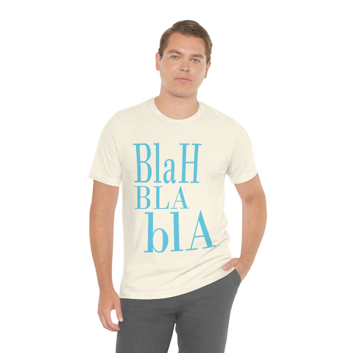 Blah Bla Bla Funny Typography Jersey Short Sleeve T-Shirt Ichaku [Perfect Gifts Selection]