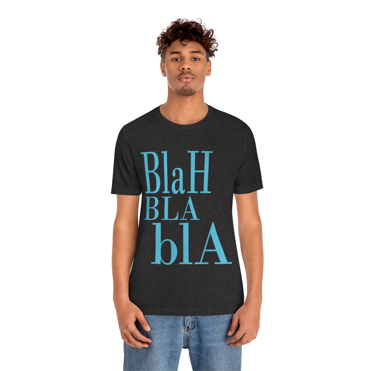 Blah Bla Bla Funny Typography Jersey Short Sleeve T-Shirt Ichaku [Perfect Gifts Selection]