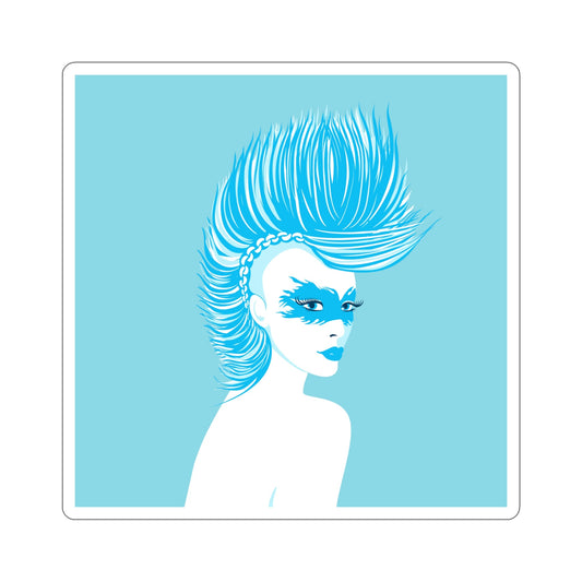 Blue Punk Woman Art Unique Edgy Graphic Die-Cut Sticker Ichaku [Perfect Gifts Selection]