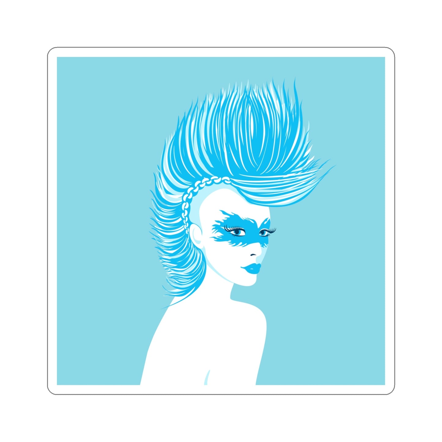 Blue Punk Woman Art Unique Edgy Graphic Die-Cut Sticker Ichaku [Perfect Gifts Selection]