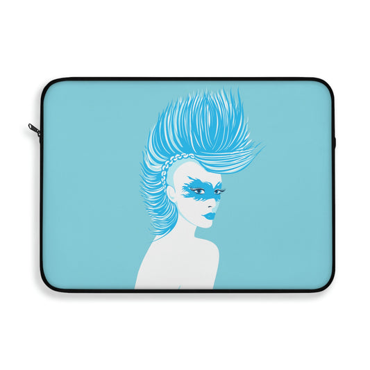 Blue Punk Woman Art Unique Edgy Graphic Laptop Sleeve Ichaku [Perfect Gifts Selection]