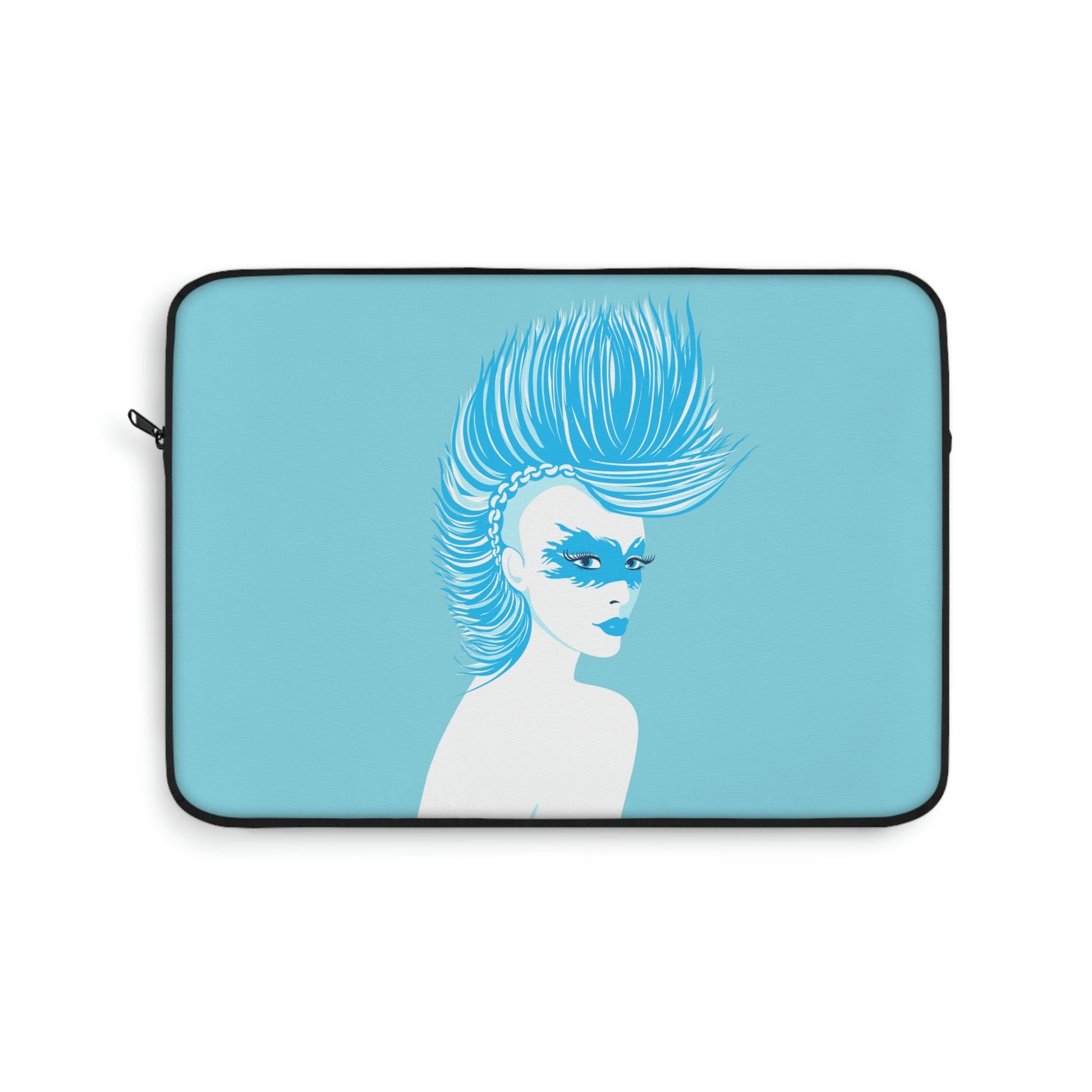 Blue Punk Woman Art Unique Edgy Graphic Laptop Sleeve Ichaku [Perfect Gifts Selection]