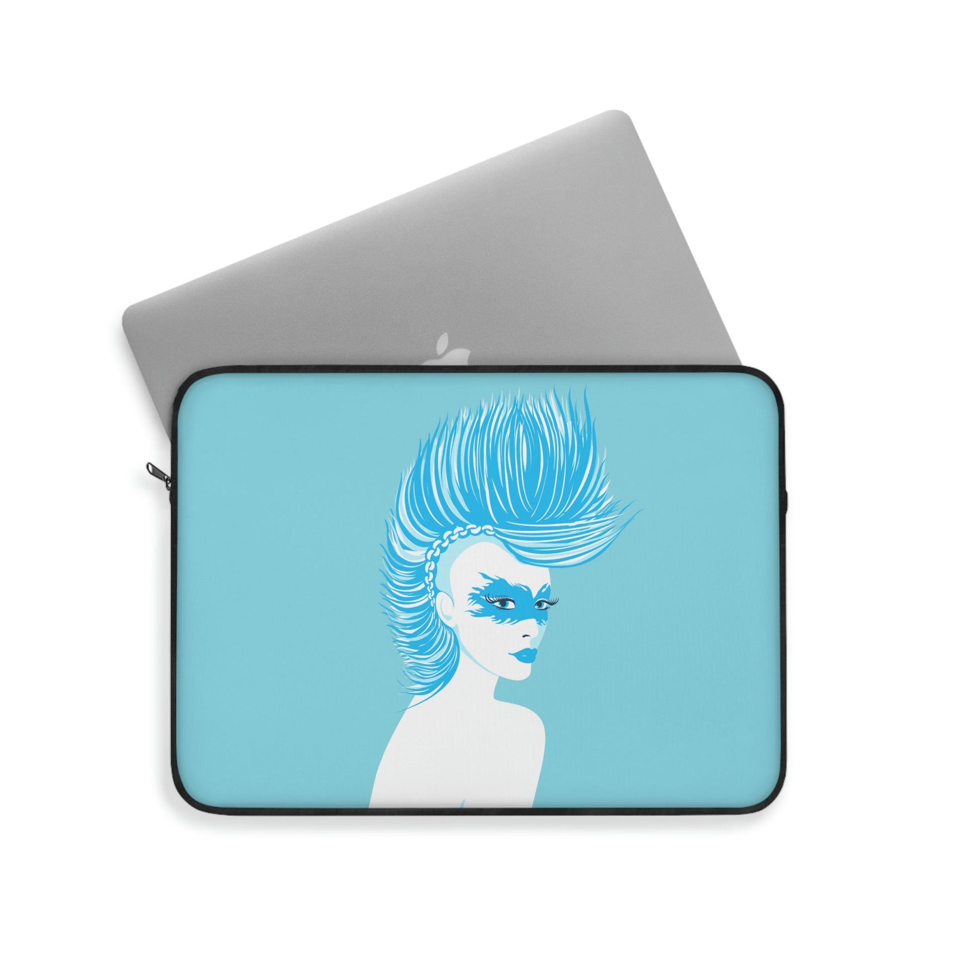 Blue Punk Woman Art Unique Edgy Graphic Laptop Sleeve Ichaku [Perfect Gifts Selection]