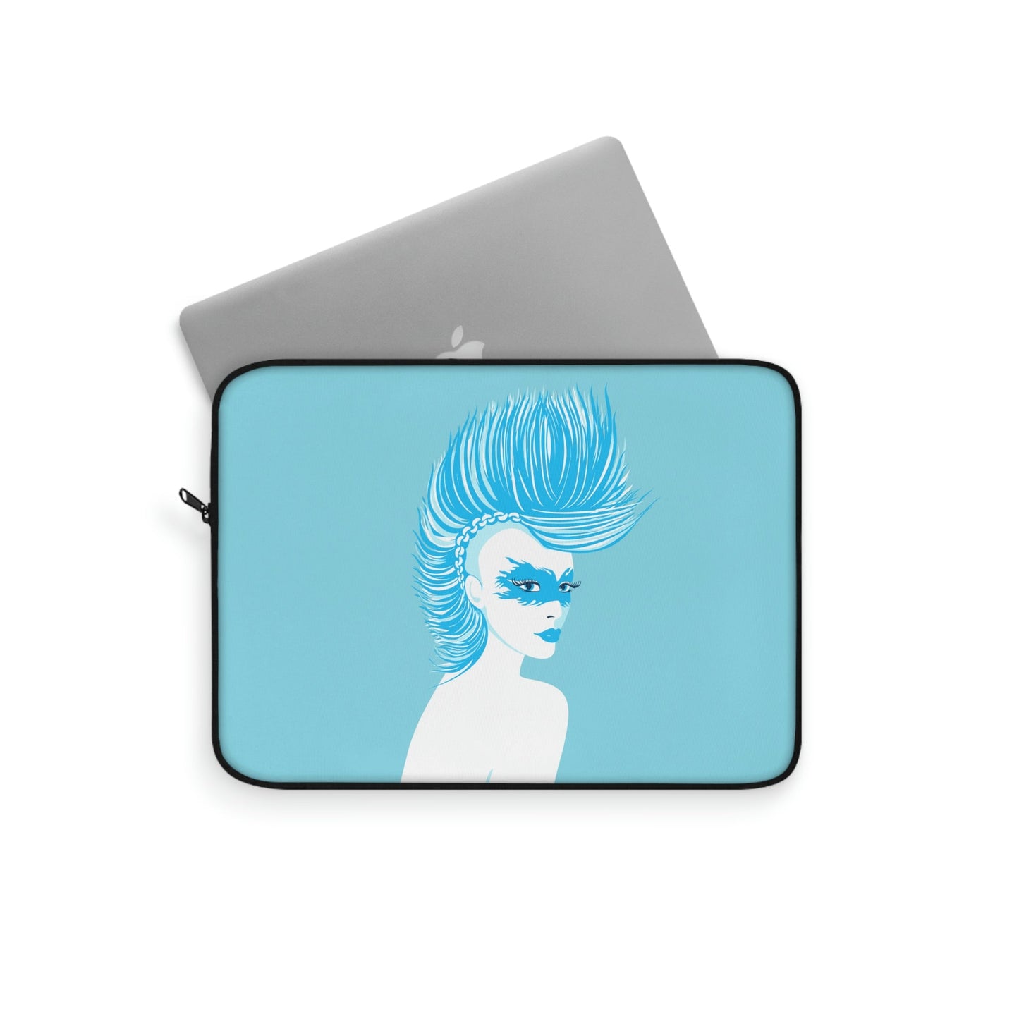 Blue Punk Woman Art Unique Edgy Graphic Laptop Sleeve Ichaku [Perfect Gifts Selection]