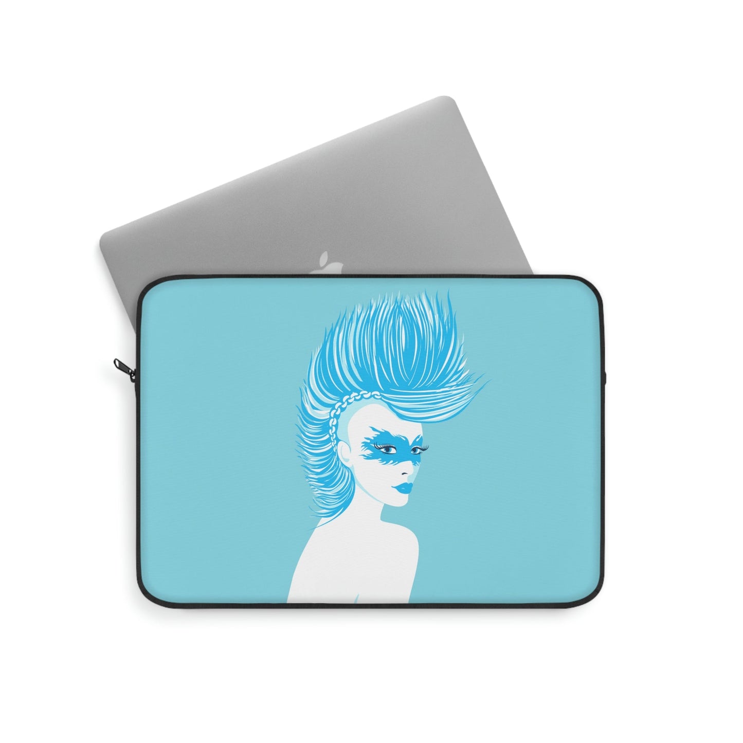Blue Punk Woman Art Unique Edgy Graphic Laptop Sleeve Ichaku [Perfect Gifts Selection]