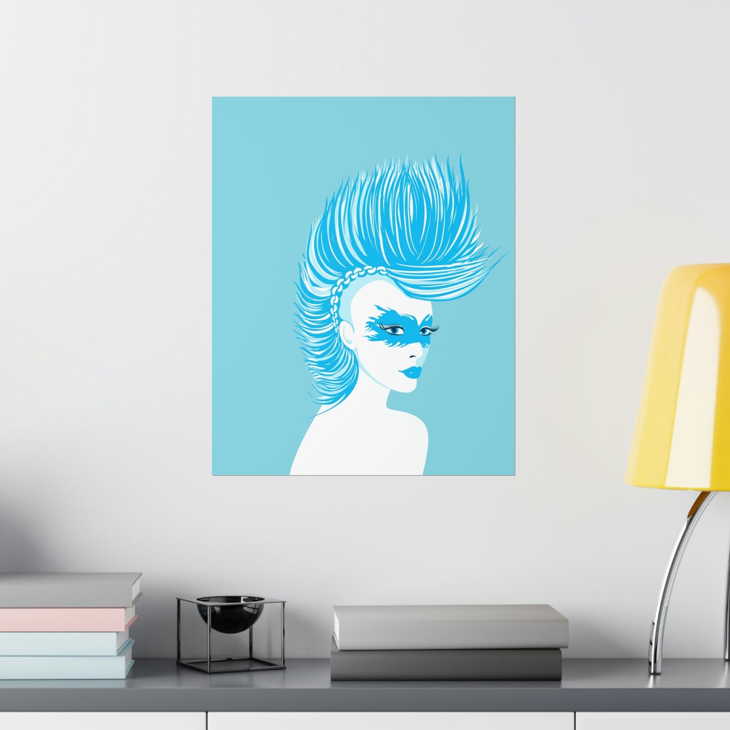 Blue Punk Woman Art Unique Edgy Graphic Premium Matte Vertical Posters Ichaku [Perfect Gifts Selection]