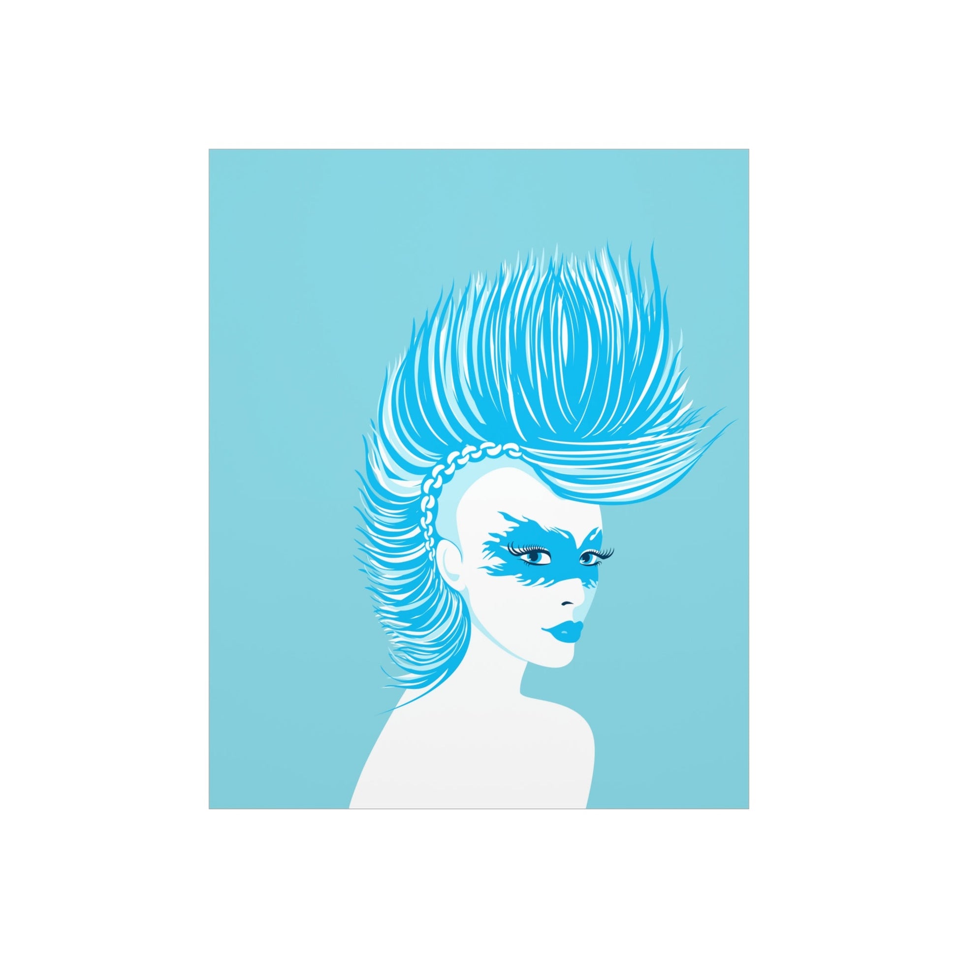 Blue Punk Woman Art Unique Edgy Graphic Premium Matte Vertical Posters Ichaku [Perfect Gifts Selection]